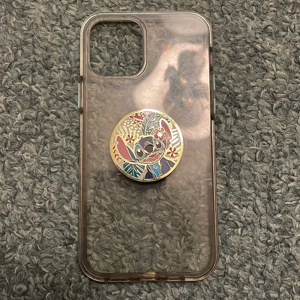 iPhone 12 case with stitch pop socket with mint border